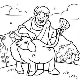 Shepherd With Happy Sheep Coloring Page 54133-42838