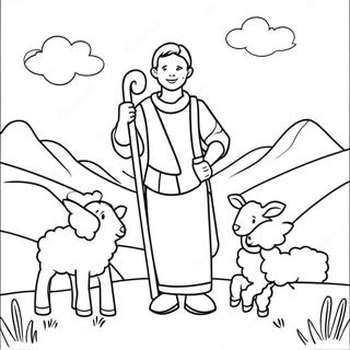 Shepherd With Happy Sheep Coloring Page 54133-42840