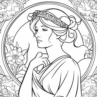 Şık Alphonse Mucha Kadın Boyama Sayfası 54204-42897