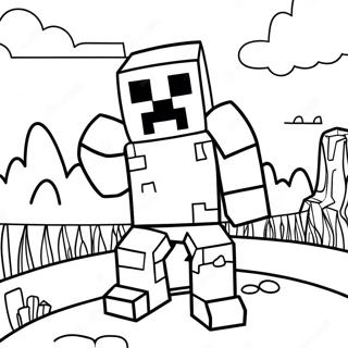 Adventurous Minecraft Creeper Coloring Page 54294-42948