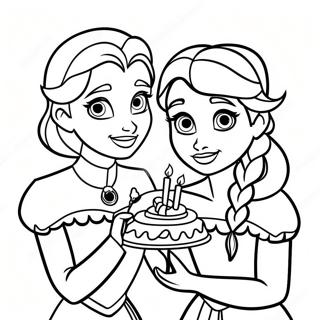 Elsa And Anna Birthday Celebration Coloring Page 54384-43028