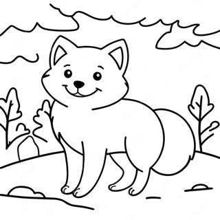 Cute Arctic Fox In Snowy Landscape Coloring Page 54473-43109