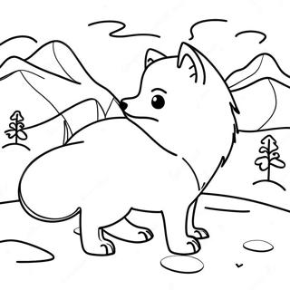 Cute Arctic Fox In Snowy Landscape Coloring Page 54473-43110