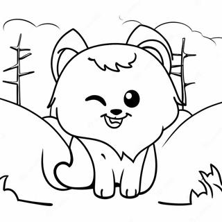 Cute Arctic Fox In Snowy Landscape Coloring Page 54473-43111