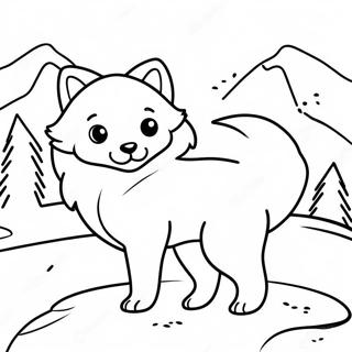 Cute Arctic Fox In Snowy Landscape Coloring Page 54473-43112