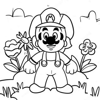 Colorful Mario Flower Garden Coloring Page 54524-43149