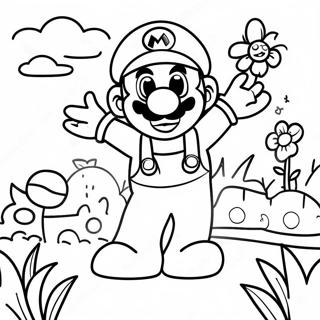 Colorful Mario Flower Garden Coloring Page 54524-43151