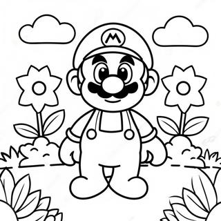 Colorful Mario Flower Garden Coloring Page 54524-43152