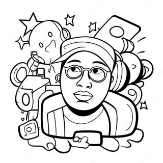 Hip Hop 90s Graffiti Art Coloring Page 54603-43194