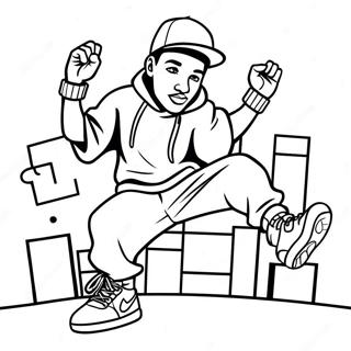 Hip Hop 90s Breakdancer Coloring Page 54604-43201