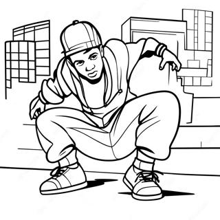 Hip Hop 90s Breakdancer Coloring Page 54604-43204