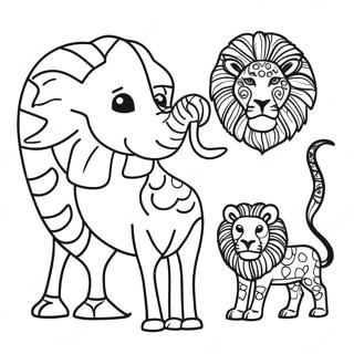 Colorful African Animals Coloring Page 5481-4361