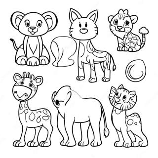 Colorful African Animals Coloring Page 5481-4362