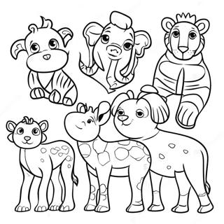 Colorful African Animals Coloring Page 5481-4364