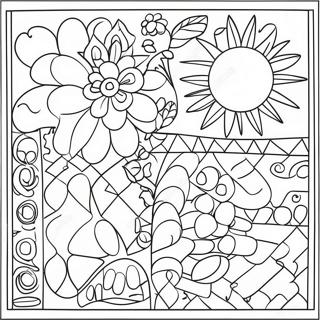 Colorful Kindergarten Quilt Coloring Page 54843-43388