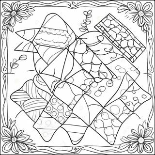 Patchwork Kindergarten Quilt Coloring Page 54844-43397