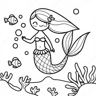 Elegant Mermaid Swimming In Coral Reef Coloring Page 54934-43461