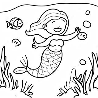 Elegant Mermaid Swimming In Coral Reef Coloring Page 54934-43462