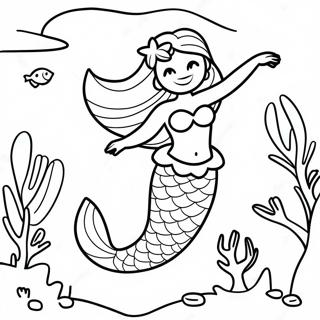 Elegant Mermaid Swimming In Coral Reef Coloring Page 54934-43463