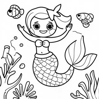 Elegant Mermaid Swimming In Coral Reef Coloring Page 54934-43464