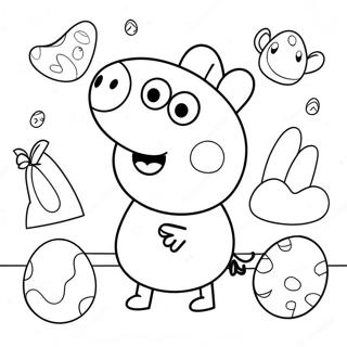 Peppa Pig Met Kleurrijke Paaseieren Kleurplaat 54964-43481