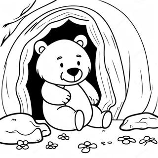 Sleepy Bear In Cozy Cave Coloring Page 54984-43497