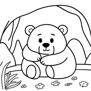 Sleepy Bear In Cozy Cave Coloring Page 54984-43498