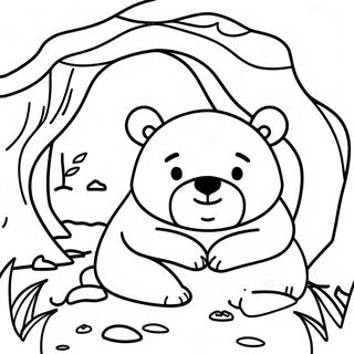 Sleepy Bear In Cozy Cave Coloring Page 54984-43499