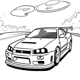 Nissan Skyline Gtr R34 I Aksjon Fargeleggingsark 55054-43548