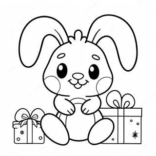 Cute Christmas Bunny With Presents Coloring Page 55114-43605