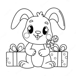 Cute Christmas Bunny With Presents Coloring Page 55114-43606