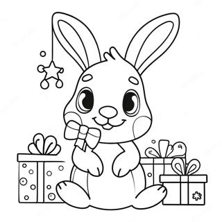 Cute Christmas Bunny With Presents Coloring Page 55114-43607