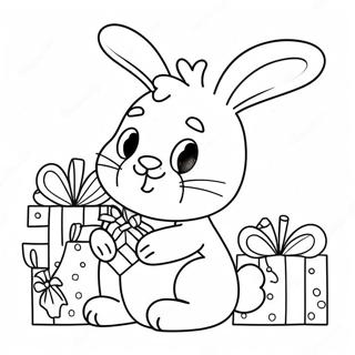 Cute Christmas Bunny With Presents Coloring Page 55114-43608