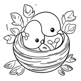 Colorful Spring Bird Nesting Coloring Page 55204-43666