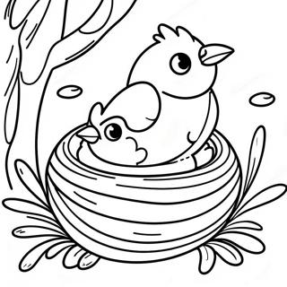 Colorful Spring Bird Nesting Coloring Page 55204-43667