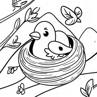 Colorful Spring Bird Nesting Coloring Page 55204-43668