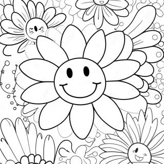 Smiley Face Flower Coloring Page 55293-43746