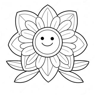 Happy Smiley Face Flower Coloring Page 55294-43757