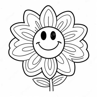 Happy Smiley Face Flower Coloring Page 55294-43759