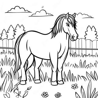 Majestic Draft Horse In A Meadow Coloring Page 55314-43769