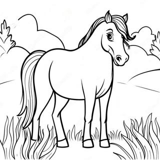 Majestic Draft Horse In A Meadow Coloring Page 55314-43770