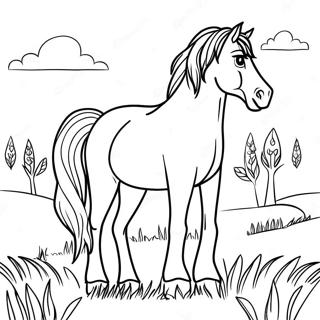 Majestic Draft Horse In A Meadow Coloring Page 55314-43771