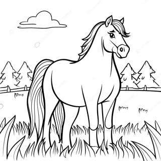 Majestic Draft Horse In A Meadow Coloring Page 55314-43772