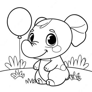 Cute Ellie With Balloons Coloring Page 55354-43784