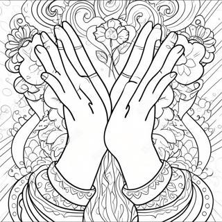 Beautiful Praying Hands With Flowers Coloring Page 55374-43824