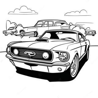 Klassischer Mustang Rennwagen Ausmalbild 55464-43893