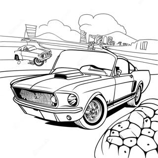 Klassischer Mustang Rennwagen Ausmalbild 55464-43895