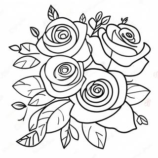 Elegant Rose Bouquet Coloring Page 55603-43982