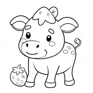 Cute Strawberry Cow Coloring Page 5560-4420