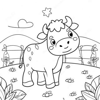 Adorable Strawberry Cow In A Field Coloring Page 5561-4425